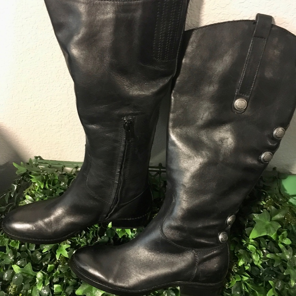Arturo Chiang Black Leather Boots - Picture 3 of 10